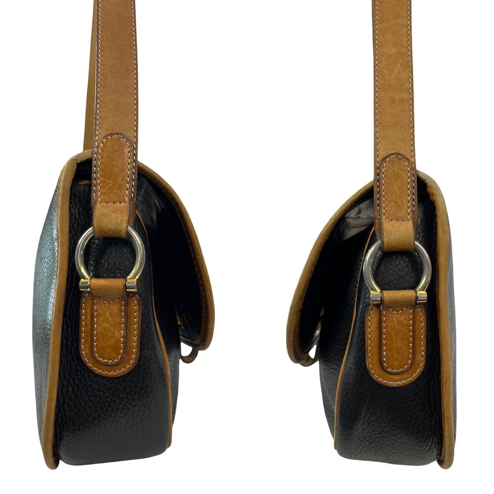 Celine Vintage Leather Crossbody Bag Black Brown Flap Italy Minimalist - Picture 15 of 15